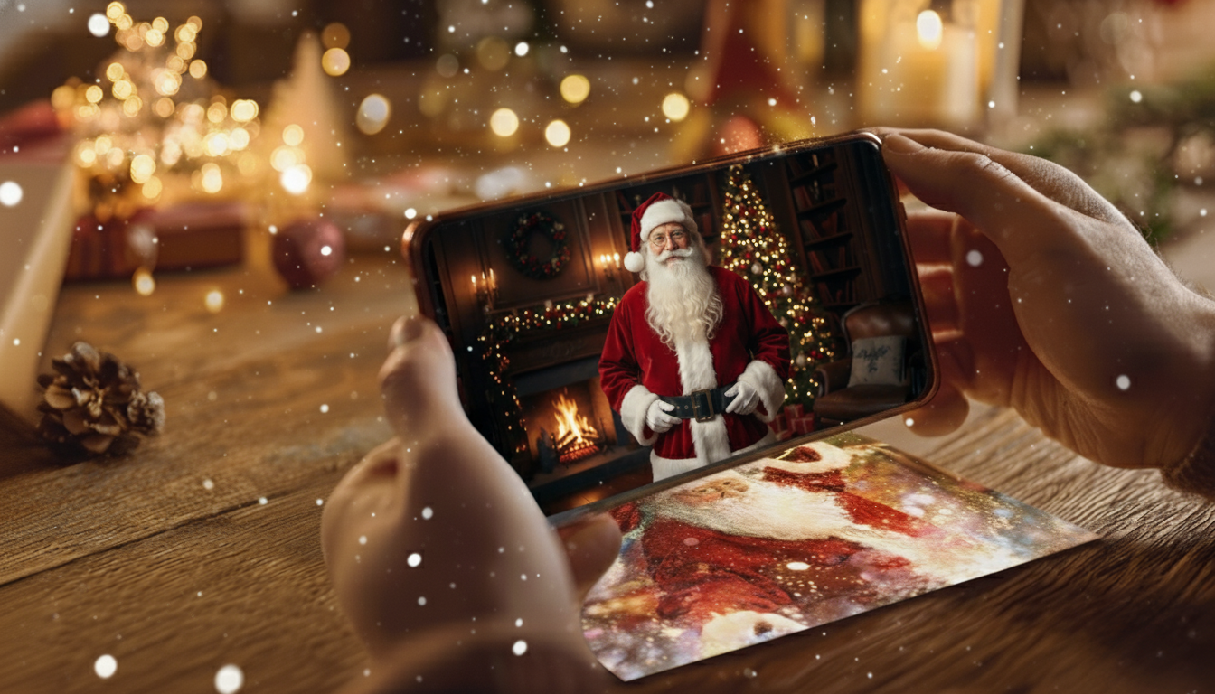 Kartka AR z mówiącym Świętym Mikołajem